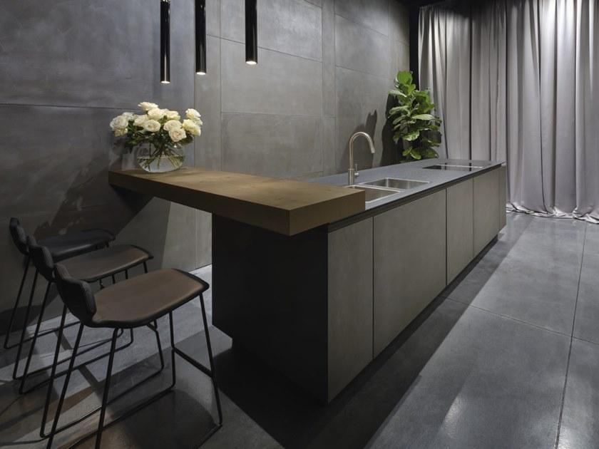 RIFRA Кухня с бронзовым металлическим островом и глянцевым канатным лаком Fly sun-id-1432468 - Вид №1