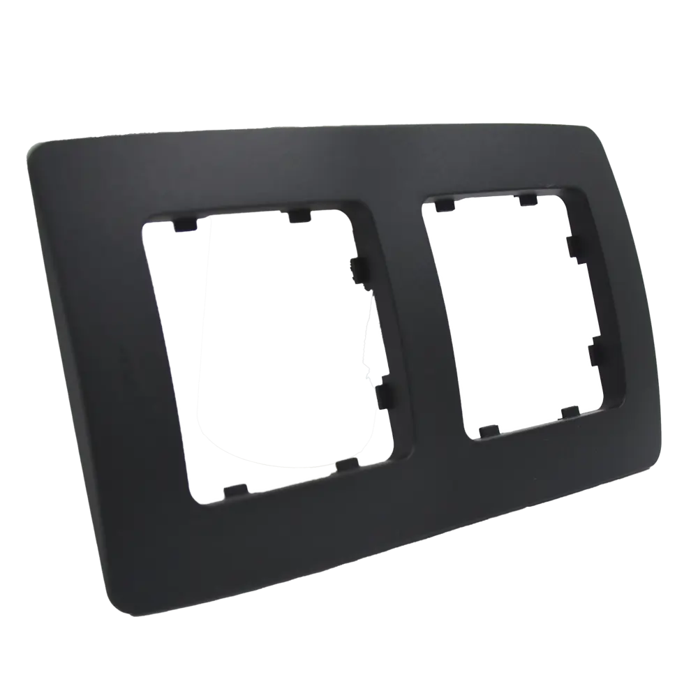 Рамка для розеток и выключателей Hegel 2 поста цвет черный STLM-2138478 - Вид №1
