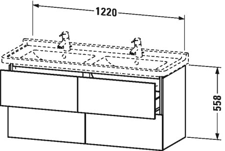 LC626901313 Тумбочка подвесная L-Cube #LC6269 1220 x 469 мм Американский орех, натуральный шпон Duravit - Вид №1