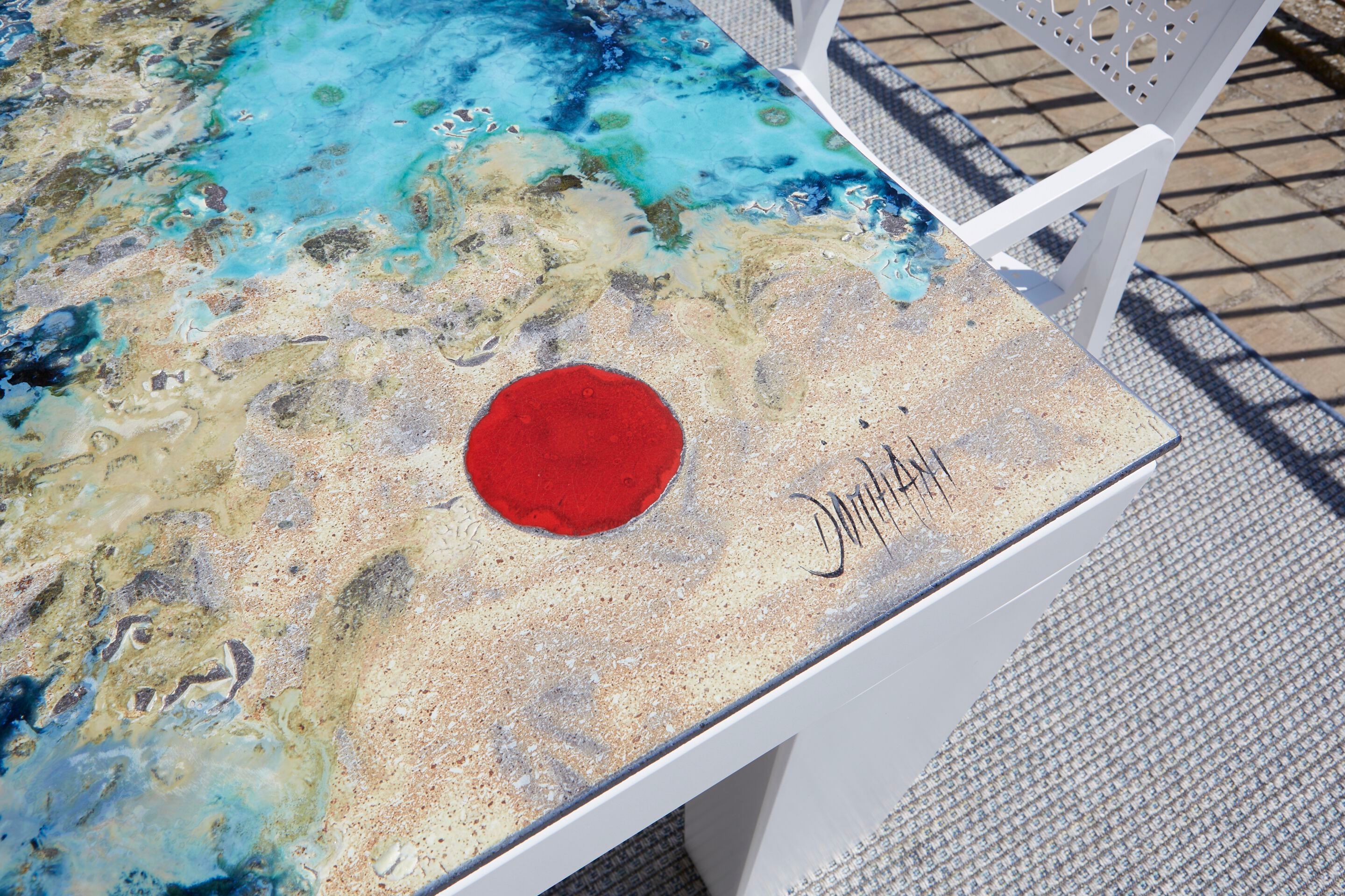 Прямоугольный стол из фаянса и нержавеющей стали DOMIZIANI современный ARCH-00043308