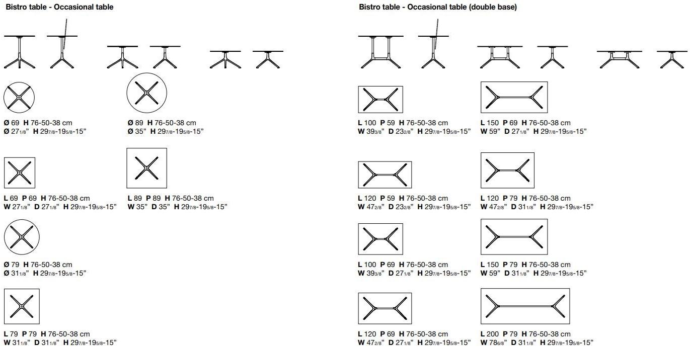 Kristalia Квадратный стол из литого под давлением алюминия с откидной столешницей Elephant sun-id-1507745 - Вид №2