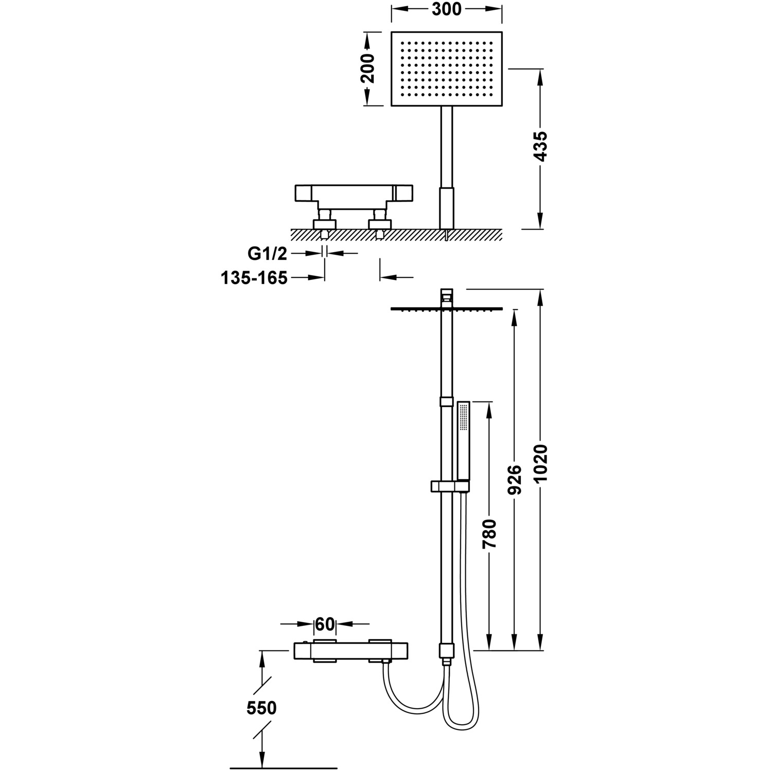 Двухходовой настенный термостатический смеситель TRESMOSTATIC для ванны и душа-20238502 TRES Thermostatic - Вид №1