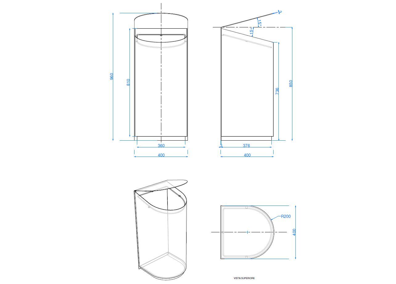Держатель для мусора из листового металла с наружной крышкой CITYSì SKIN ARCH-00081398 - Вид №2