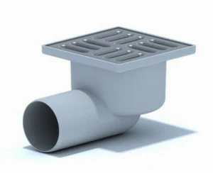 Трап горизонтальный нерегулируемый с выпуском 50мм, с пластиковой решеткой 100х100 мм ТА 5104