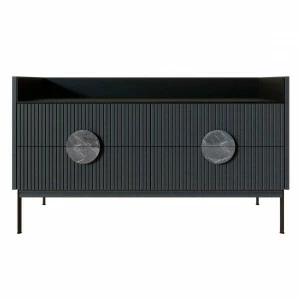 Комод низкий с металлическими ножками серый Alto Black BRAGIN DESIGN ДИЗАЙНЕРСКИЕ, LIVING 00-3862446 Серый;черный