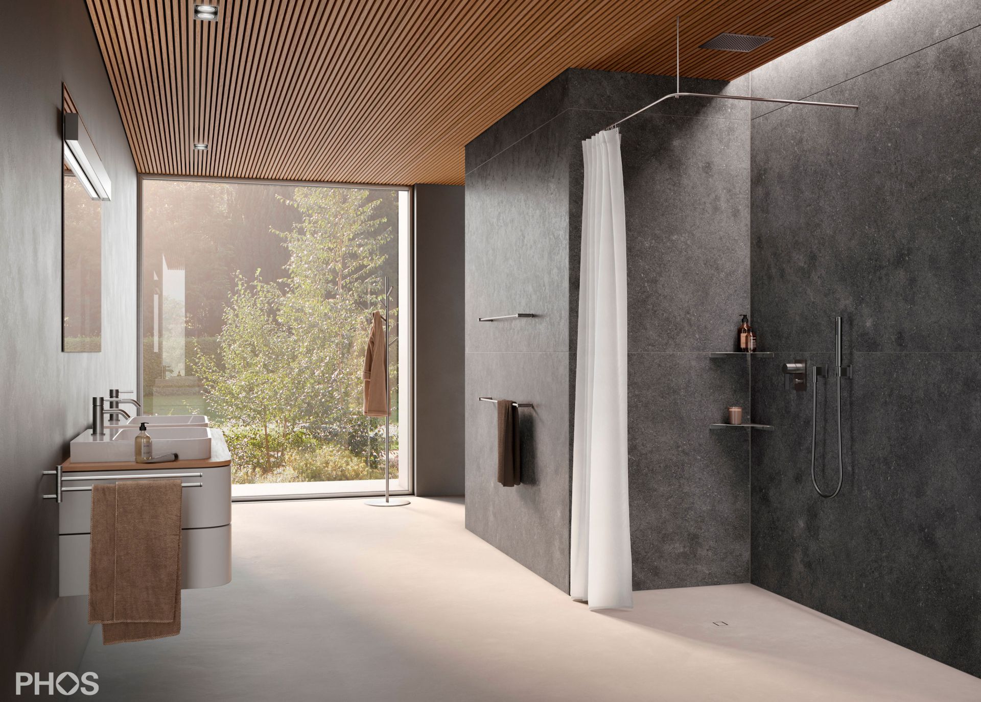 DSE950 Г-образный карниз для душевой занавески, 95 x 95 см, для привинчивания PHOS  - Вид №1