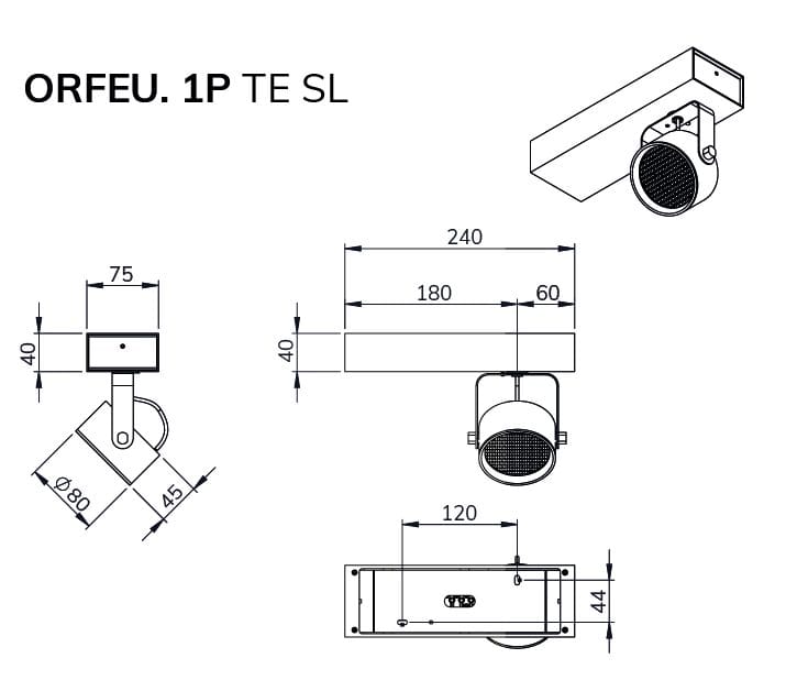 Регулируемый алюминиевый светодиодный потолочный светильник Exporlux ORFEU TE SL ARCH-00124691 - Вид №2