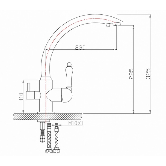 Zorg ZR 314 YF-33 песочный Смеситель для кухни Zorg 305х225 мм  - Вид №2