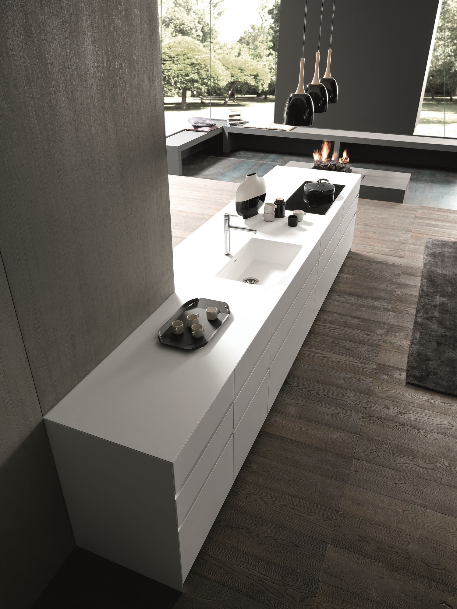 Кухня Corian® с полуостровом MODULNOVA Fly ARCH-00003524 - Вид №5