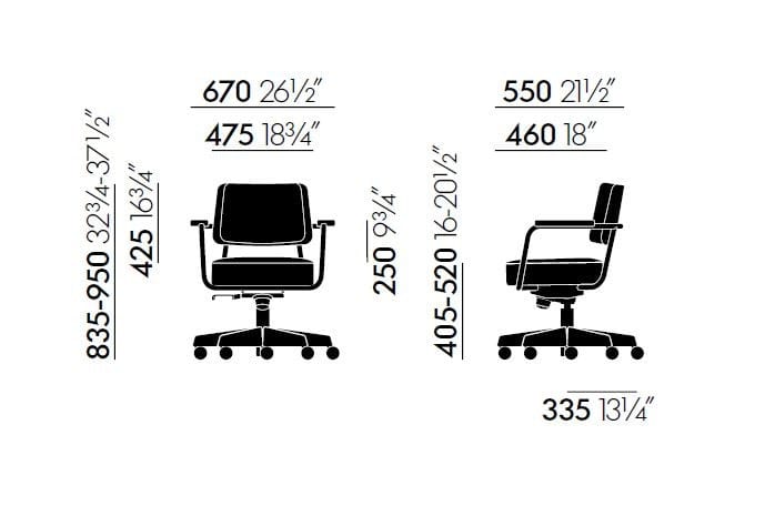 Поворотный операционный офисный стул с подлокотниками VITRA FAUTEUIL DIRECTION PIVOTANT ARCH-00100265 - Вид №2