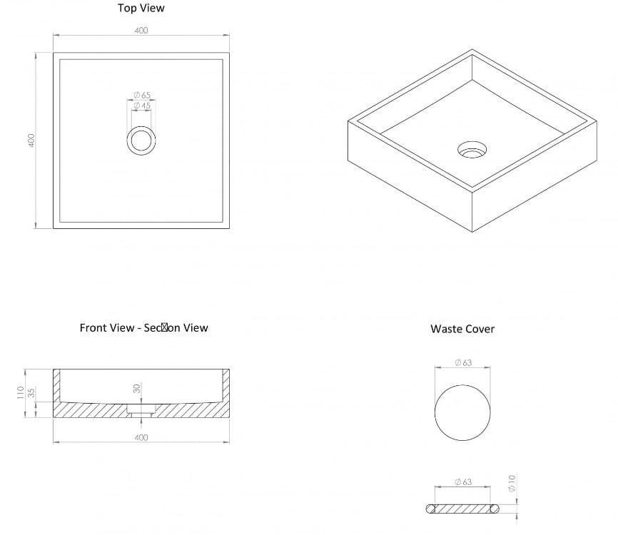 Квадратная столешница из мрамора Pietra Grey LUSSO CUBE ARCH-00080046 - Вид №1
