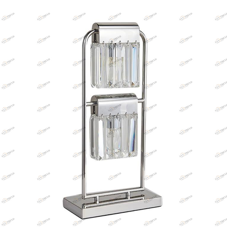 Настольная лампа с хрустальными подвесками двойная хром Newport 4202/T NEWPORT ИНТЕРЬЕРНЫЕ 00-3889202 Прозрачный;хром 