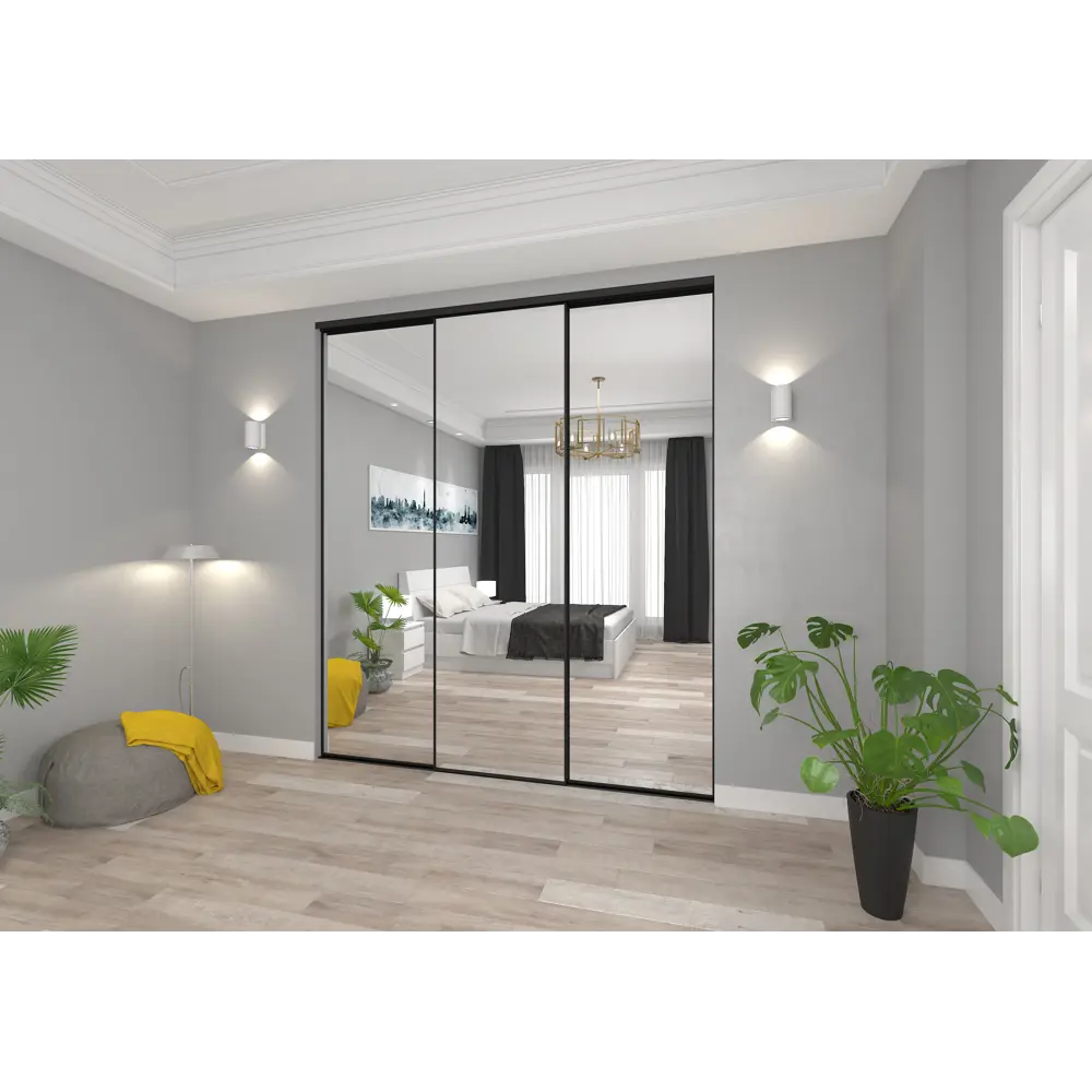 Дверь-купе KONSENSA 225.5x60.4 см с зеркалом профиль черный узкий STLM-2141925 - Вид №8