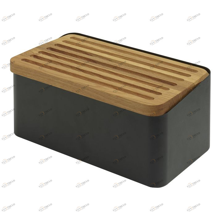 Хлебница с доской металлическая черная Legnoart Crispy LEGNOART КУХОННЫЕ АКСЕССУАРЫ 00-3946766 Коричневый;черный 