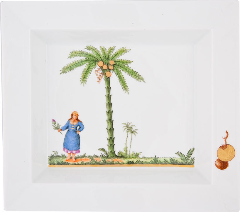 93293 Meissen Блюдо прямоугольное 21см "Очарование Африкой" (лим.вып.35/100, 2005г) Фарфор 