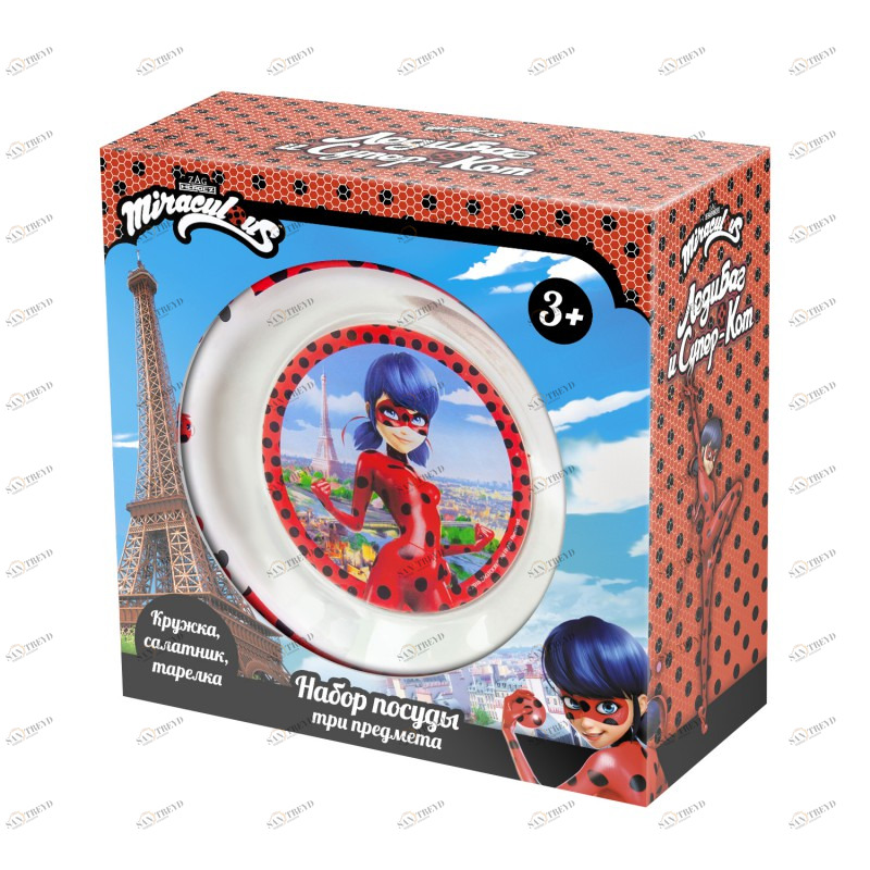 Набор стеклянной посуды в подарочной упаковке "Леди Баг и Супер Кот. Париж", 3 предмета ND PLAY ЛЕДИ БАГ 335844 Красный;прозрачный Santreyd 