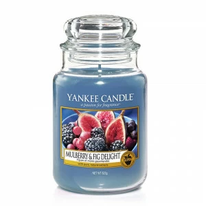 Свеча большая в стеклянной банке "Инжир и ежевика" 623 гр 110-150 часов YANKEE CANDLE  267823 Голубой