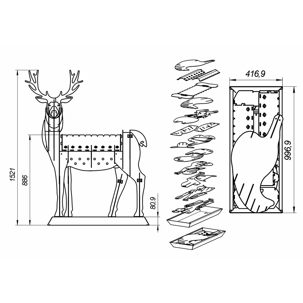 Мангал стационарный Firewood Олень 42.5x90x100.5 см сталь черный STLM-2157635 - Вид №5