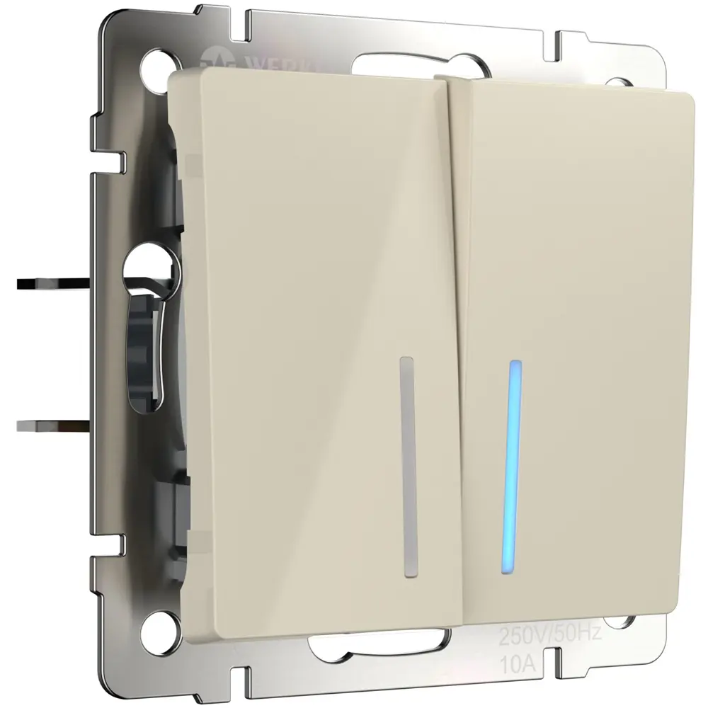 Выключатель Werkel двухклавишный с подсветкой, цвет слоновая кость 85539933 Серия отсутствует STLM-1359378