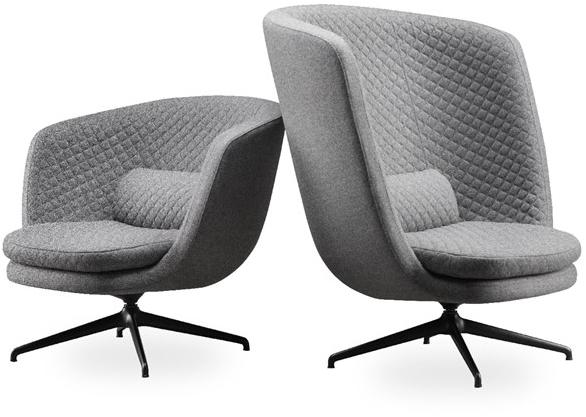 ROSSIN Кресло поворотное на козелке из ткани с высокой спинкой Cleo metal sun-id-1450921 - Вид №4