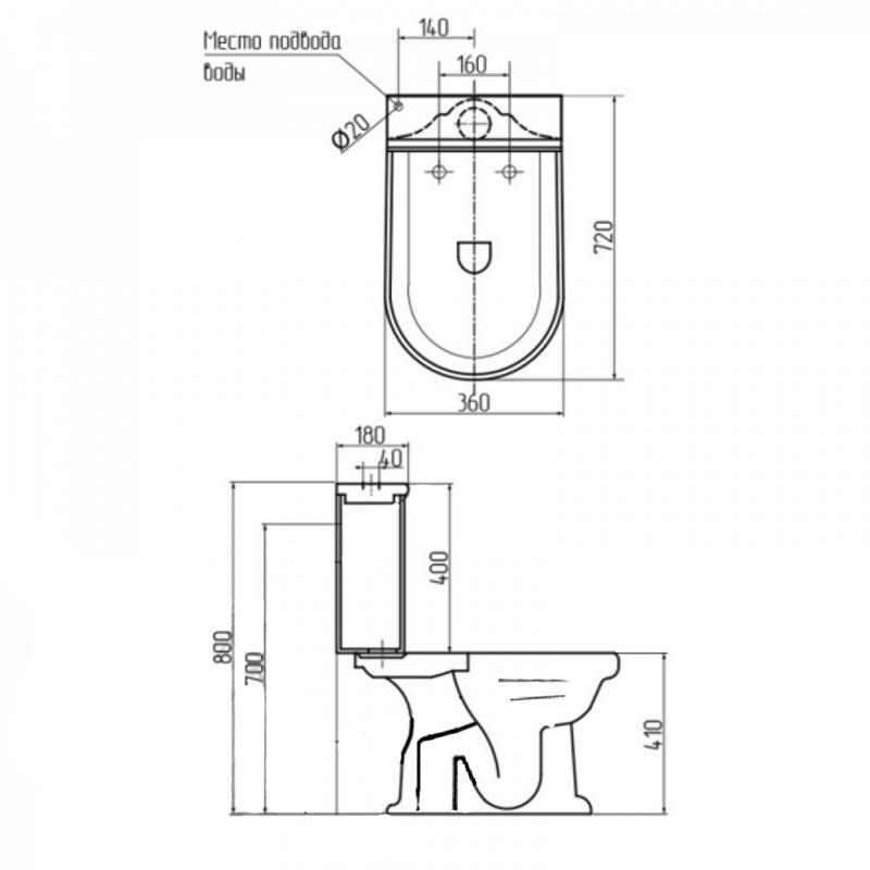 ML.FLA-25.401.BI/ML.FLA-25.408.BI/ML.FLV-26.410.LB.CR/ML.OLV-RIC015/ML.OLV-29.012.IB_vstv Унитаз напольный Migliore Flavia - Вид №1