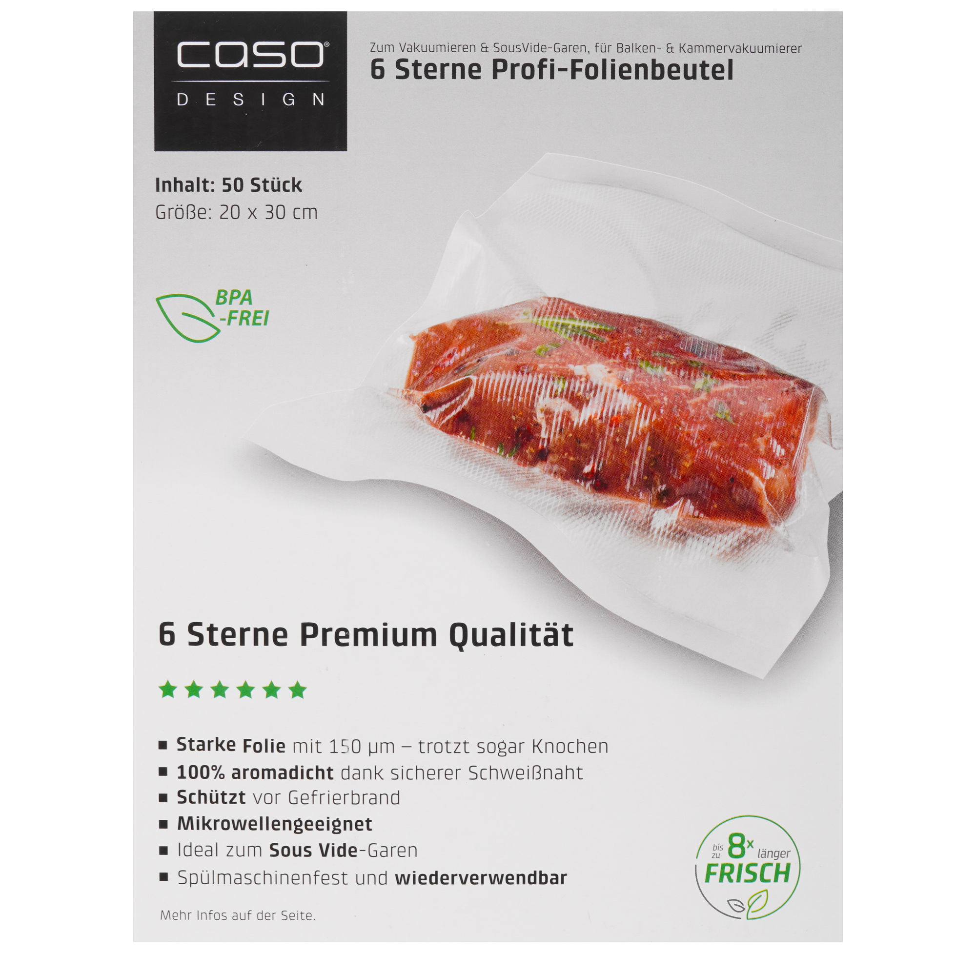 9297247 Пакеты для вакуумного упаковщика CASO 6 sterne 20*30-50 STDN-0069503