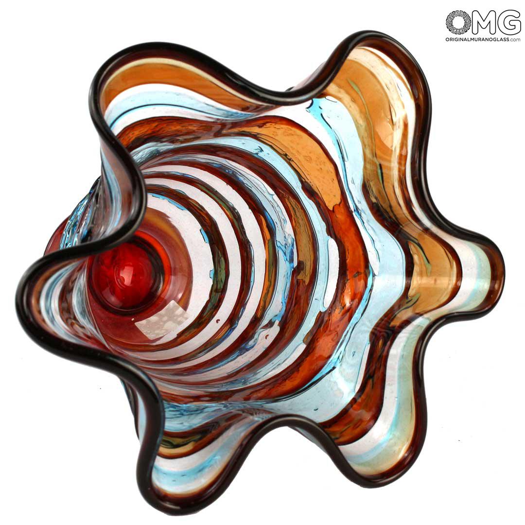357 ORIGINALMURANOGLASS Ваза Улисс - красно-синяя - муранское стекло OMG 20 см  - Вид №1