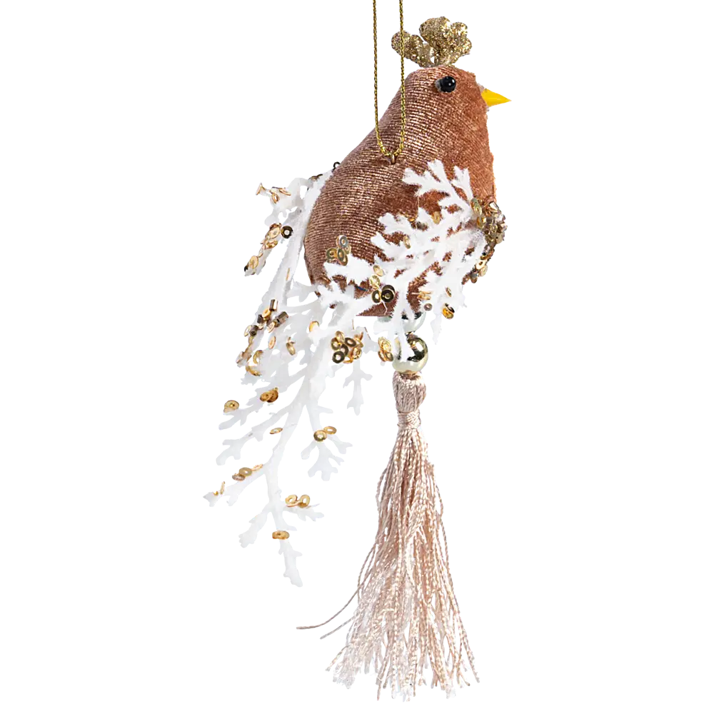 89368978 Украшение декоративное подвесное Птичка 14x13 см бежевый STLM-1472109 Santreyd  - Вид №1