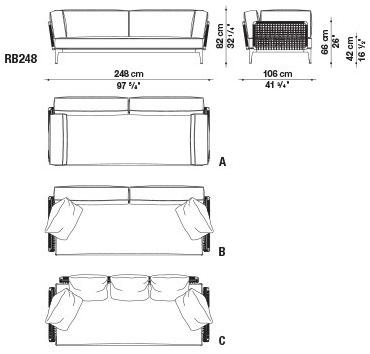 B&B Italia Outdoor Садовый диван из ткани Ribes sun-id-1376014 - Вид №19