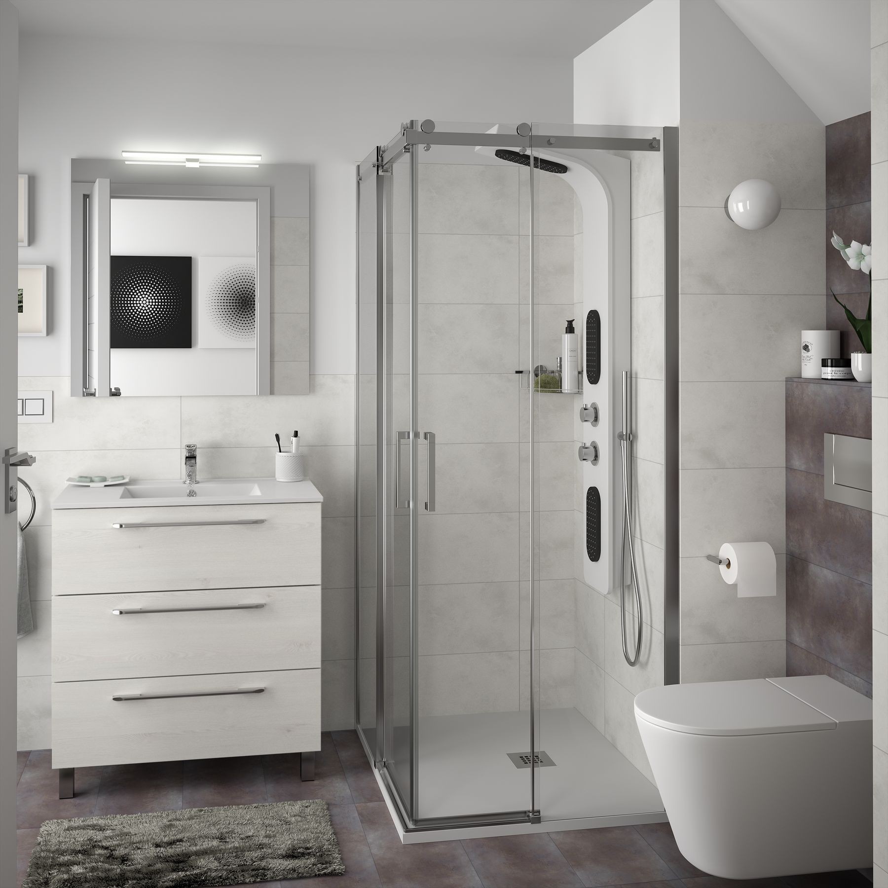 23248 SALGAR Мебель для умывальника FUSSION CHROME 800 SBIANCATO с 3 ящиками 797 x 868 x 450 мм Sbiancato