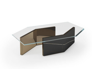 Стеклянный шестиугольный журнальный столик