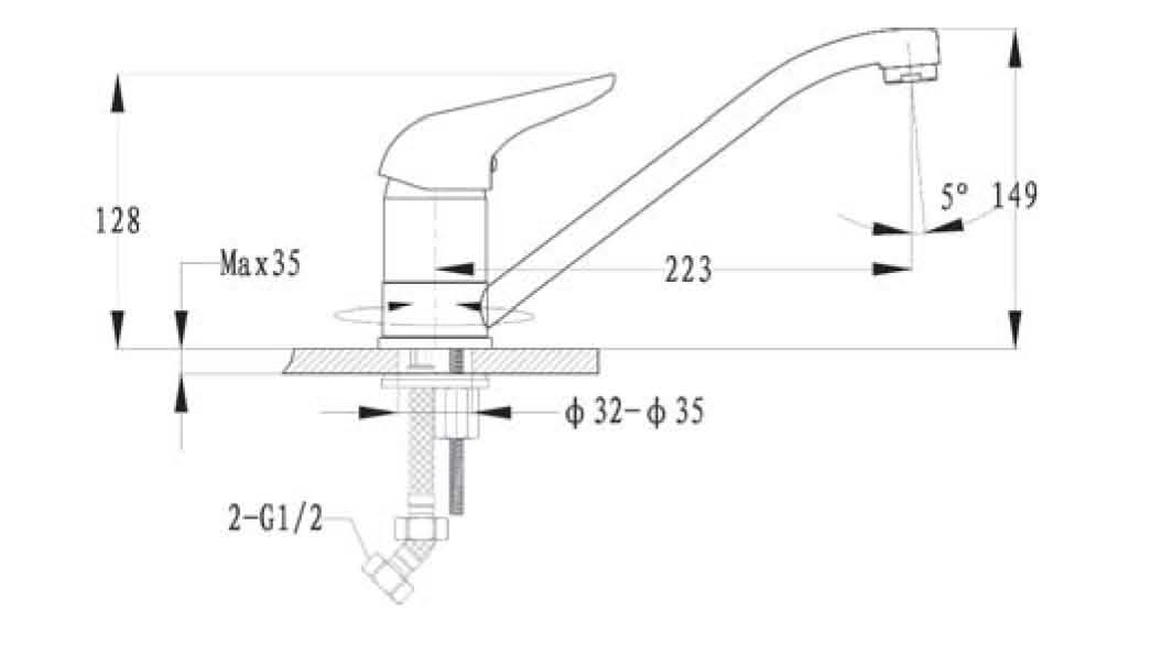 Кухонный смеситель 2124 иней GranFest  - Вид №1