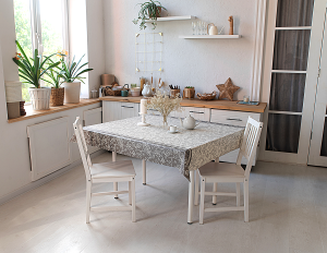 84752234 Скатерть Ажур квадратная 140x160 см цвет бежевый Оксфорд STLM-0054558 Santreyd