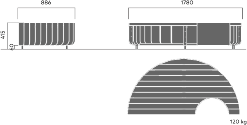 VESTRE Скамья из стали и дерева без спинки Stripes sun-id-1467434 - Вид №14
