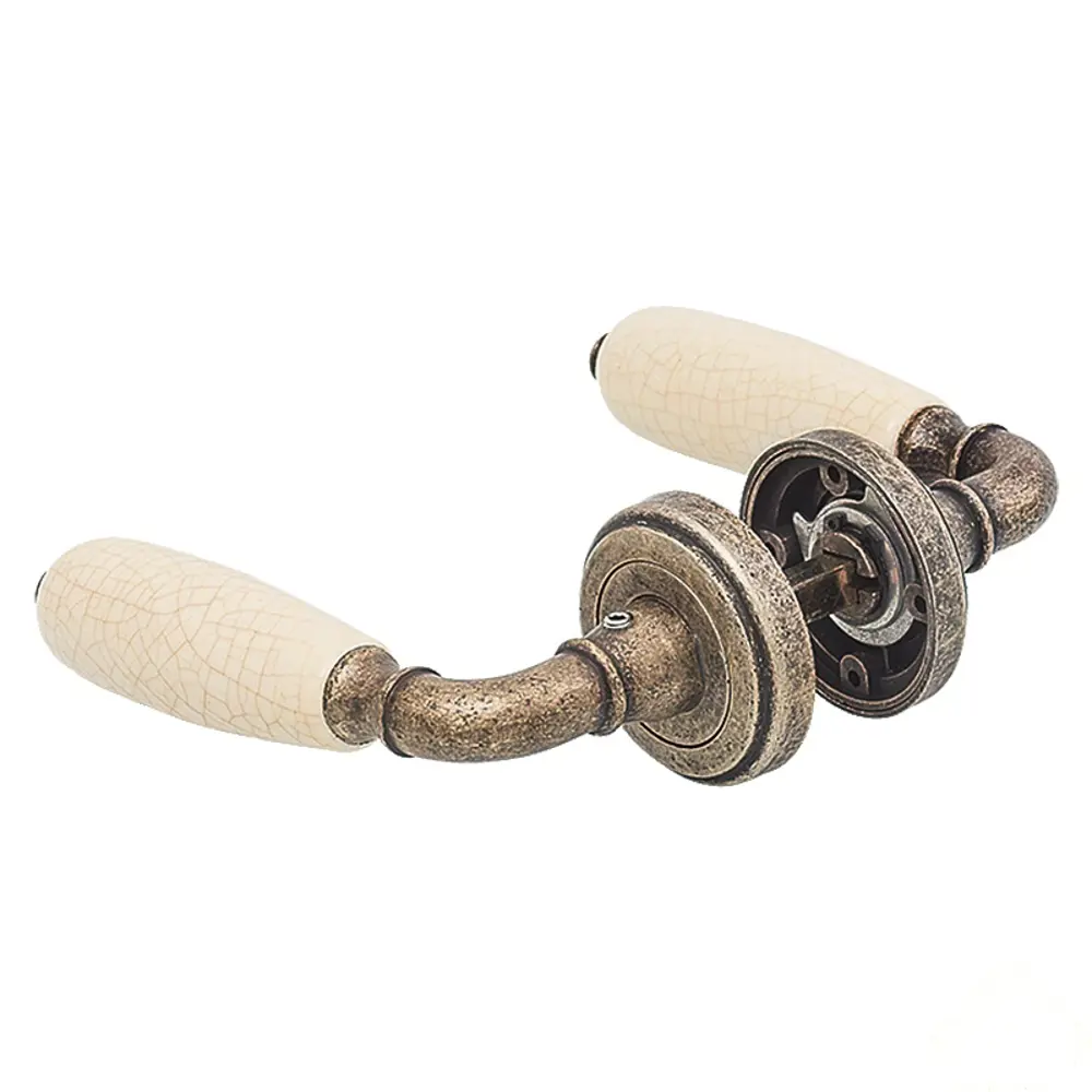 Ручки дверные на розетке Euro 1751, ЦАМ, цвет бронза/фарфор STLM-2014274