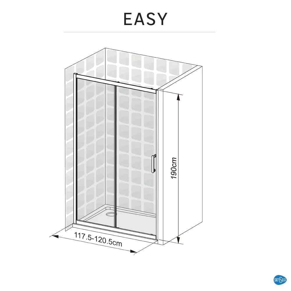 Комплект стекол для раздвижной душевой двери Sensea Easy 120 см прозрачное стекло цвет профиля на выбор 83631064 STLM-2009954 - Вид №31