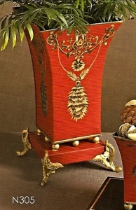 Ваза напольная красная с золотом на ножках BUREAU ДИЗАЙНЕРСКИЕ 262997 Красный