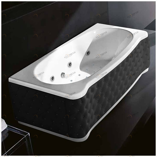 Ванна Gruppo treesse New Classic Young ATC-V674Q-DX-KC белая с гидромассажем аэромассажем и дезинфекцией прямоугольная правая чёрная кожа ATCV674QDXKC