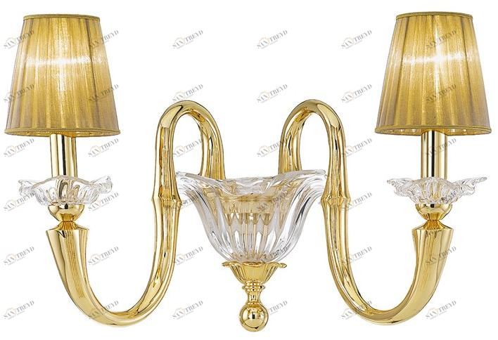 Possoni Illuminazione Аппликация из чистого золота с кристаллами и абажурами Valentina 269/ah2