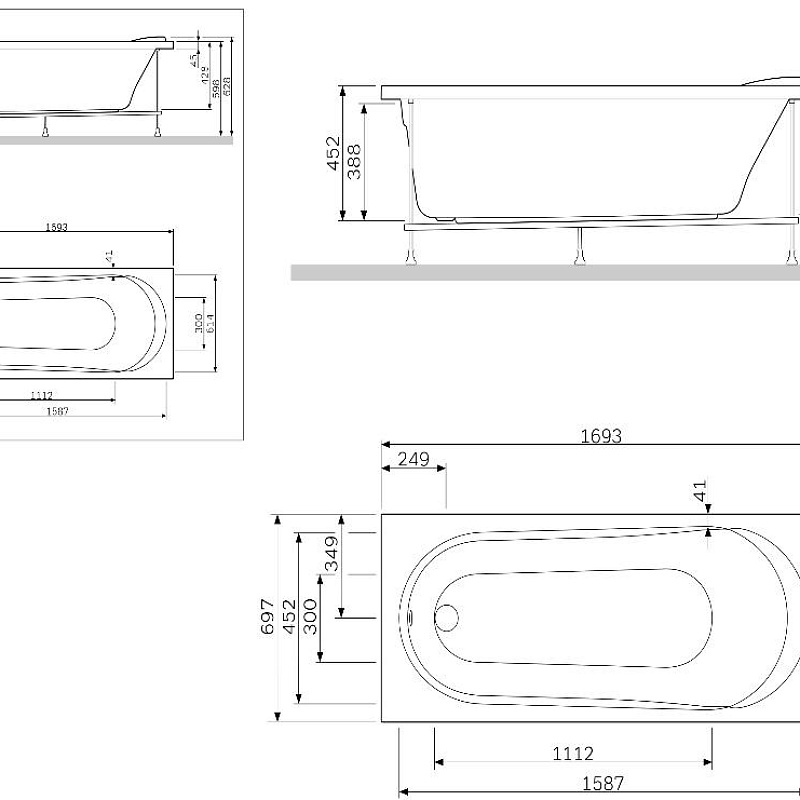 W85A-170-070W-P Панель фронтальная (универсальная) для ванн /Spirit 170 см шт AM.PM Joy - Вид №1
