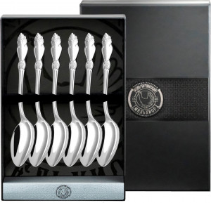 10641502 Аргента (Россия) Набор чайной ложки "Серебряная Роза" (6пр) посеребренный+футляр Посеребрение