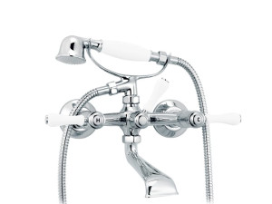 Настенный смеситель для ванны с 2 отверстиями и ручным душем