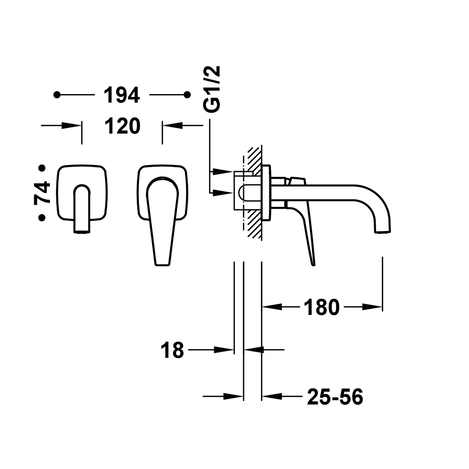 Скрытый смеситель для умывальника CANIGÓ PLUS с одной ручкой-21830001 TRES Canigo - Вид №1