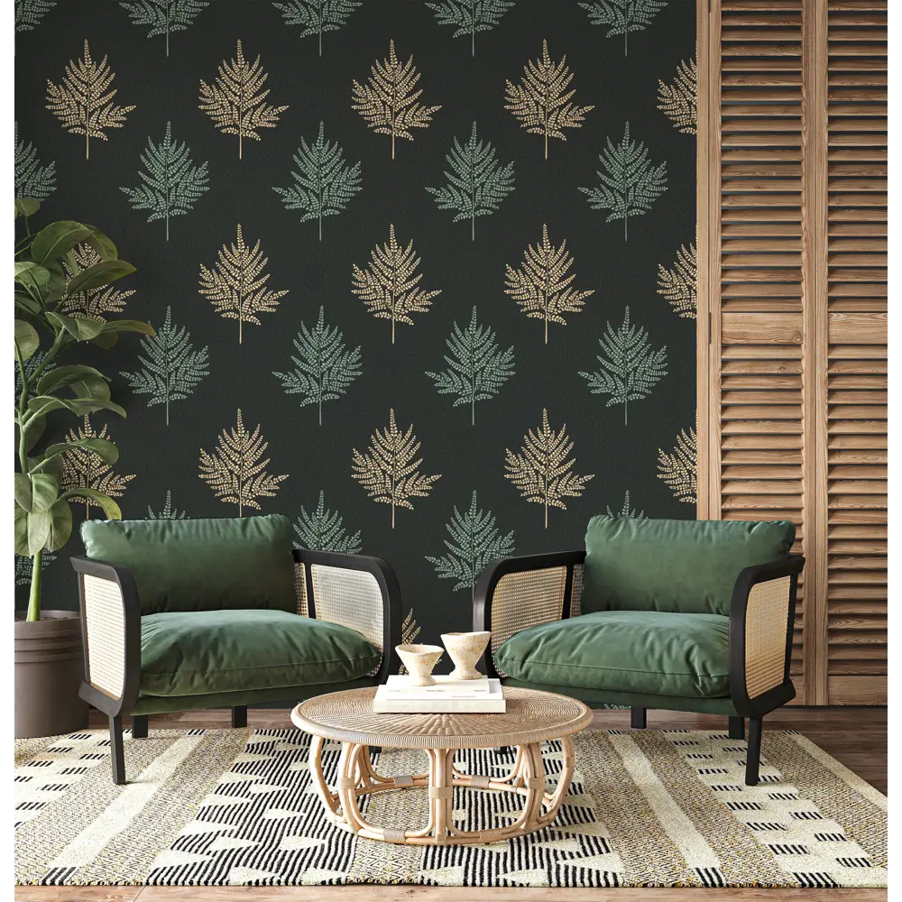 Обои флизелиновые Wallsecret Tessa черные с растительным орнаментом 89426895 STLM-1574418 - Вид №4