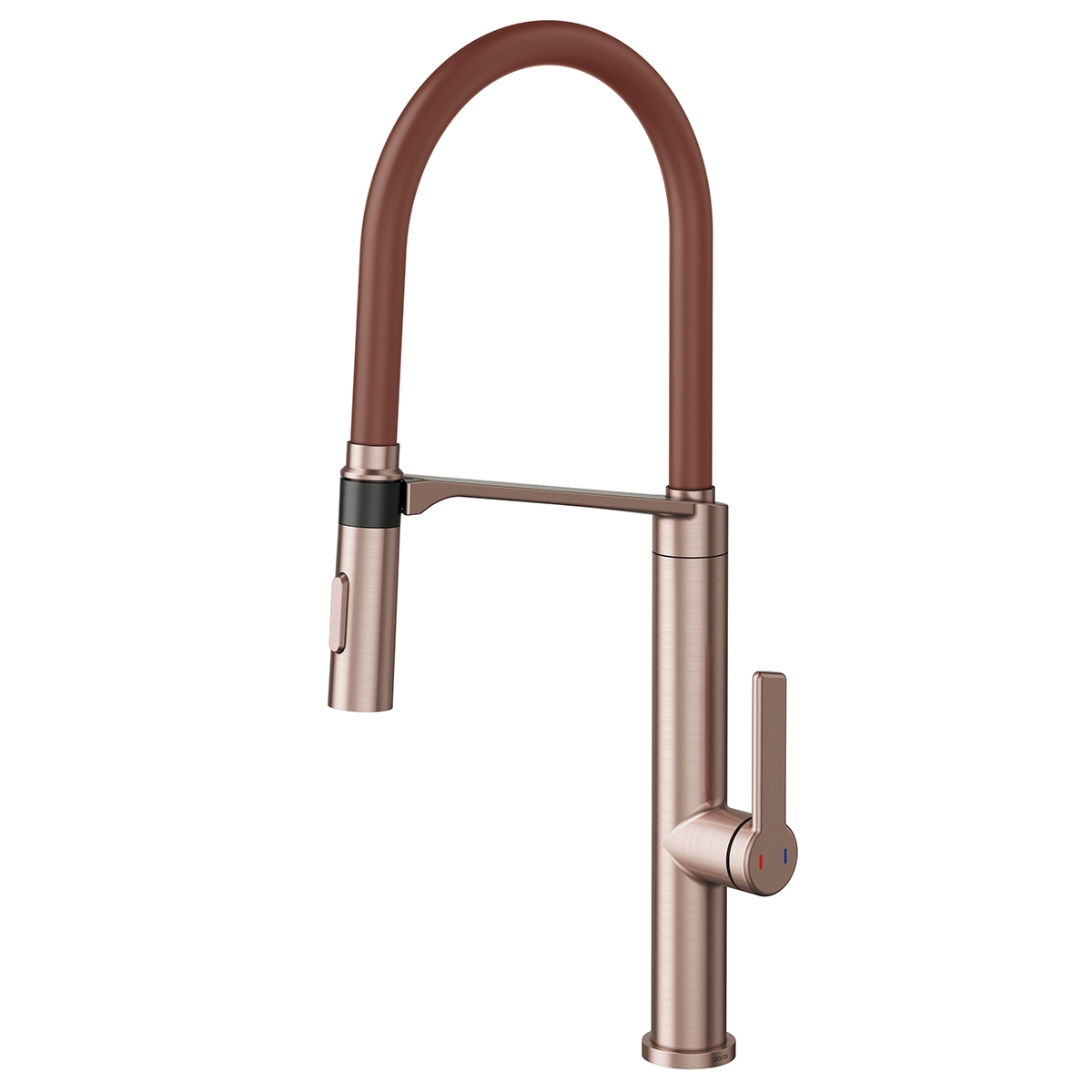 006957BX Однорычажный корпус из матовой меди со шлангом цвета кортен. Docol DOC