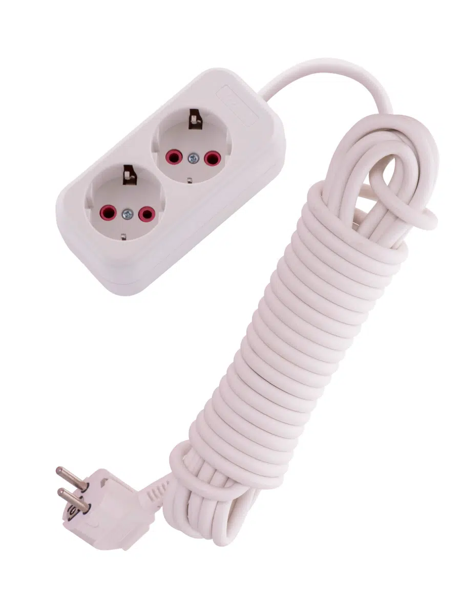 LILA Удлинитель с заземлением 2 входа 7 метров белый LEZARD 720-0207-201