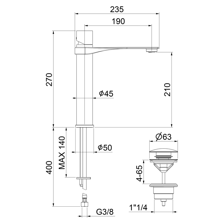 NB830402015 Смеситель для раковины Webert One-B  - Вид №1