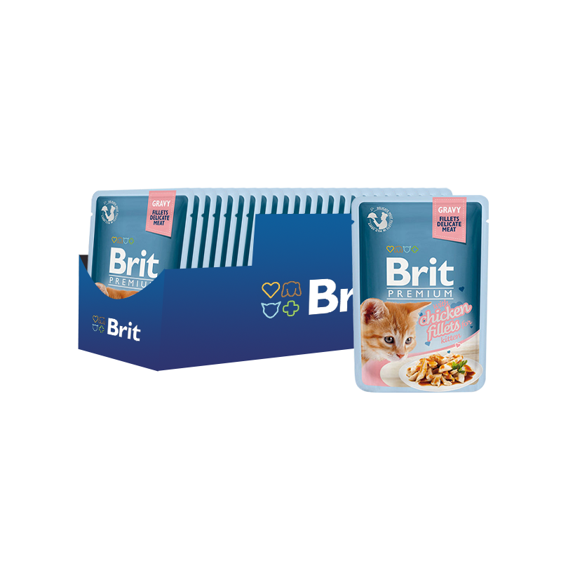 ПР0047464*24 Корм для кошек Premium Cat Gravy Кусочки из филе говядины в соусе пауч 85г (упаковка - 24 шт) Brit 