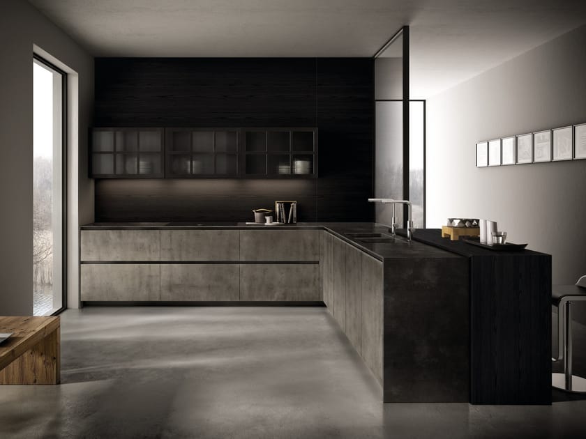 Кухня без ручек с полуостровом Aster cucine Factory ARCH-00055406