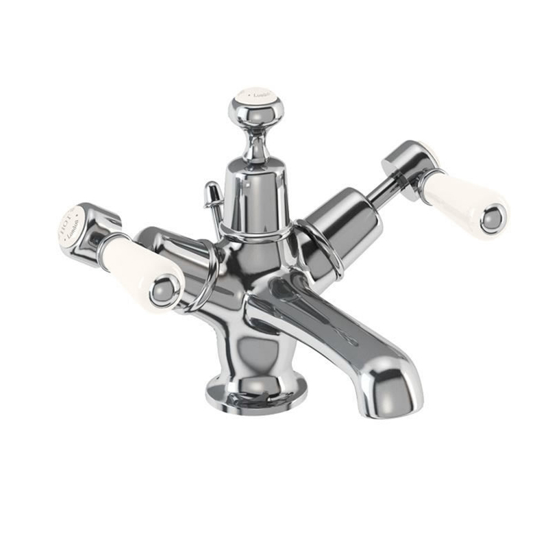 Burlington Смеситель для раковины Kensington со всплывающим клапаном для мусора Четверть оборота с черным акцентом KE4 BLA  - Вид №2